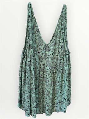 Torrid Light Green Mint Paisley Babydoll Rayon Tank Top Lace up Back